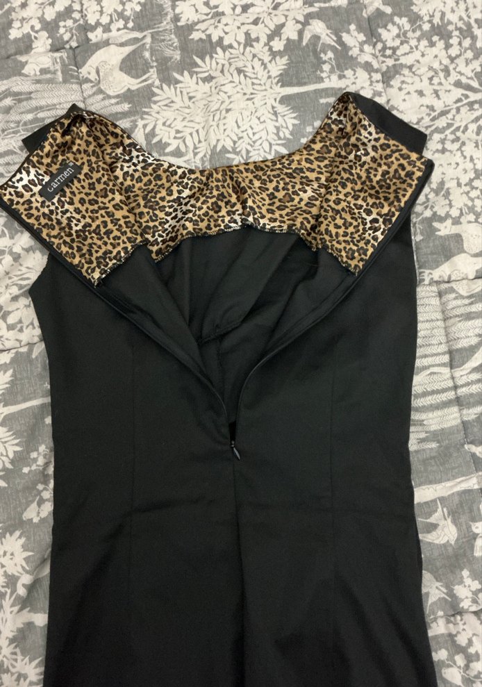 Drapeli Siyah Midi Ofis Elbisesi - Görsel 3