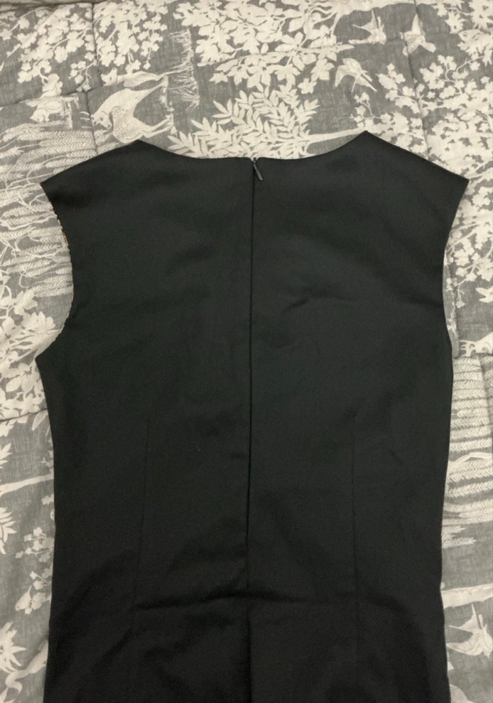 Drapeli Siyah Midi Ofis Elbisesi - Görsel 4