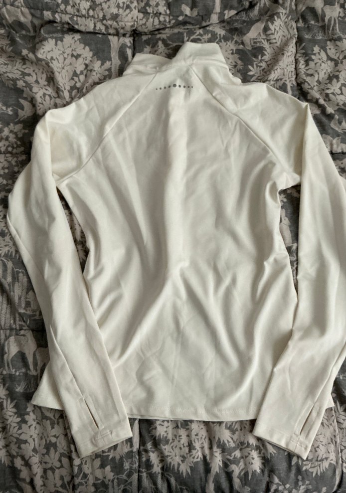 Beyaz Kadın Yumuşak Kumaşlı Yarım Fermuarlı Sweatshirt pamuklu - Görsel 5