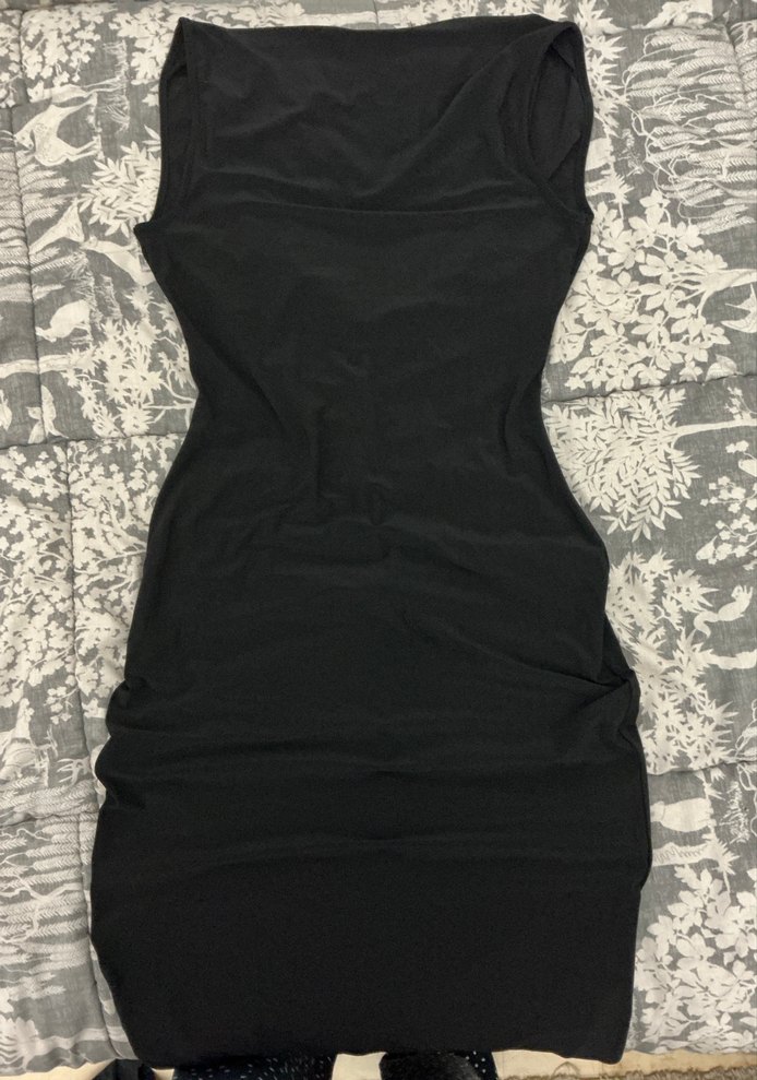 Siyah Drapeli Straplez Midi Elbise - Görsel 2