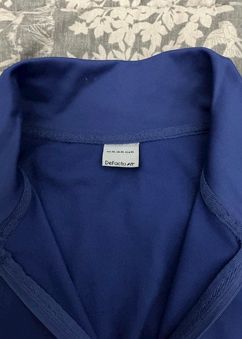 Mavi Fermuarlı Yüksek Yakalı Kadın Ceket - Görsel 4