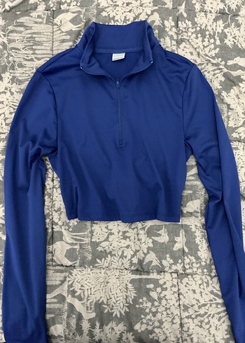 Mavi Fermuarlı Yüksek Yakalı Kadın Ceket - Görsel 2