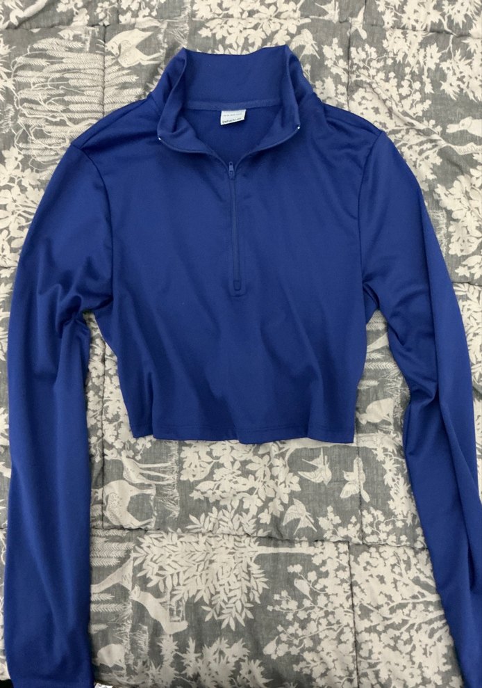 Mavi Fermuarlı Yüksek Yakalı Kadın Ceket - Görsel 2