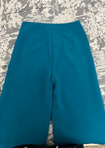 Mavi Midi Kumaş Pantolon Fermuarlı - Görsel 3