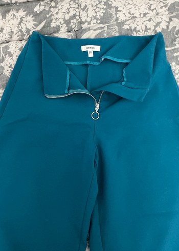 Mavi Midi Kumaş Pantolon Fermuarlı - Görsel 2