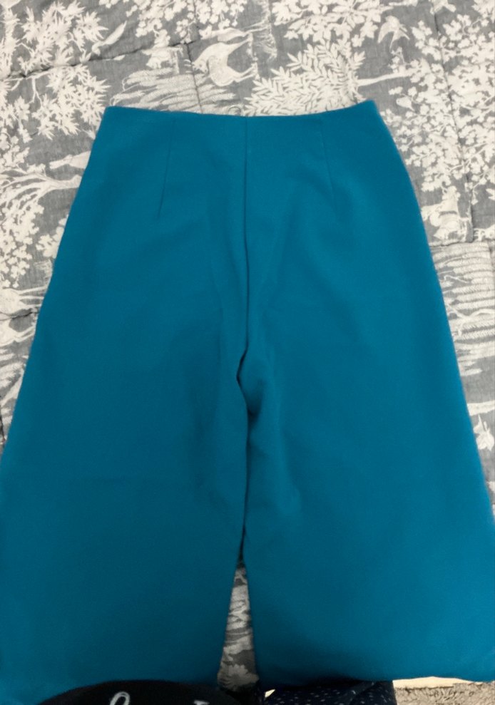 Mavi Midi Kumaş Pantolon Fermuarlı - Görsel 3