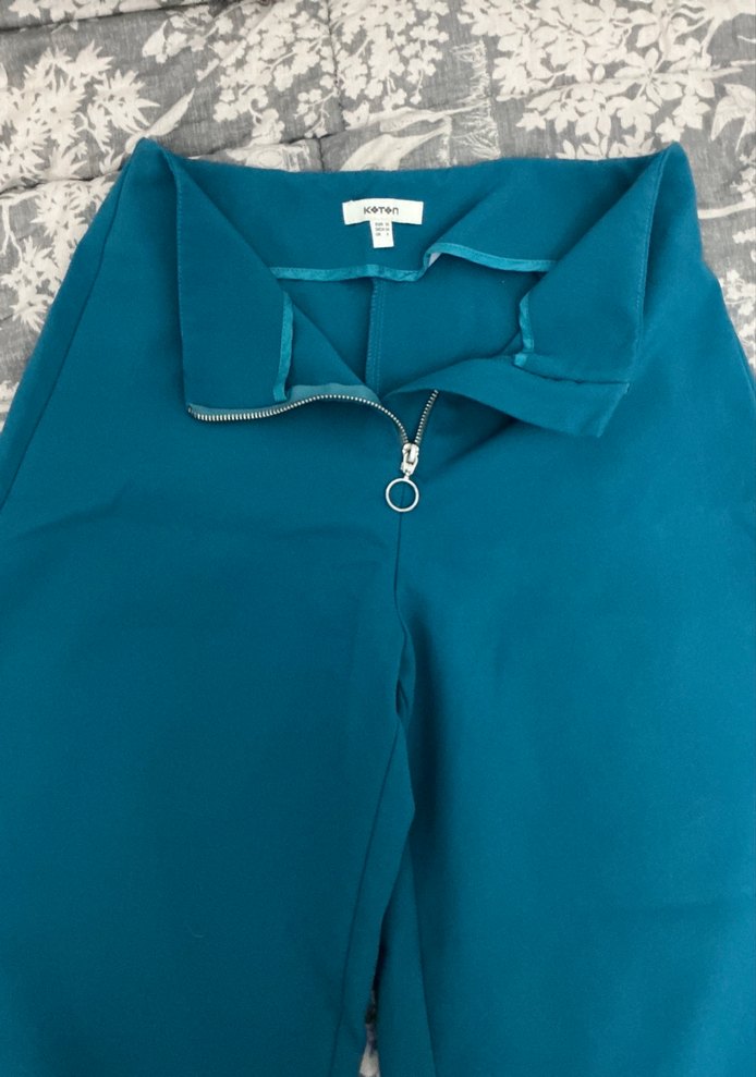 Mavi Midi Kumaş Pantolon Fermuarlı - Görsel 2