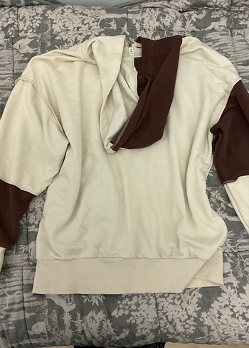 Kapüşonlu Fermuarlı Kahverengi Kadın Sweatshirt - Görsel 3