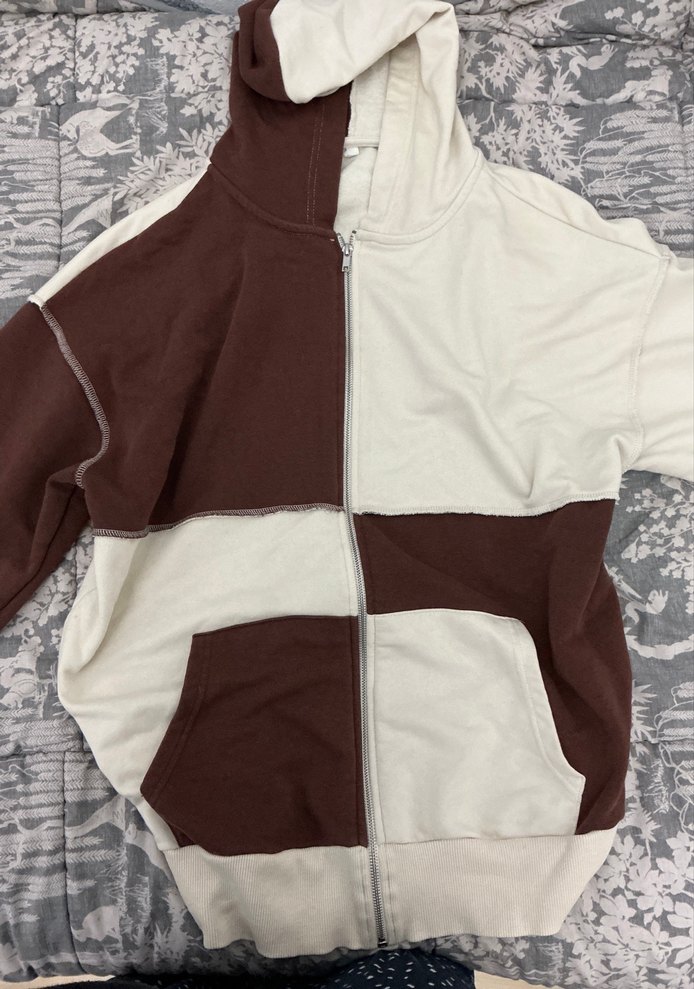 Kapüşonlu Fermuarlı Kahverengi Kadın Sweatshirt - Görsel 4