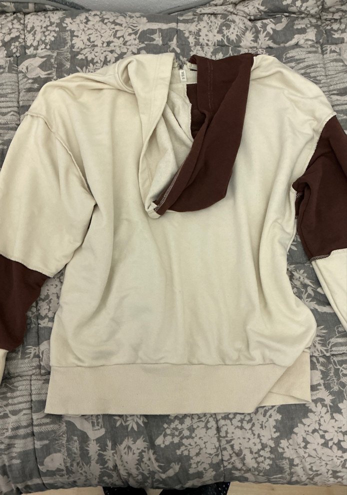 Kapüşonlu Fermuarlı Kahverengi Kadın Sweatshirt - Görsel 3