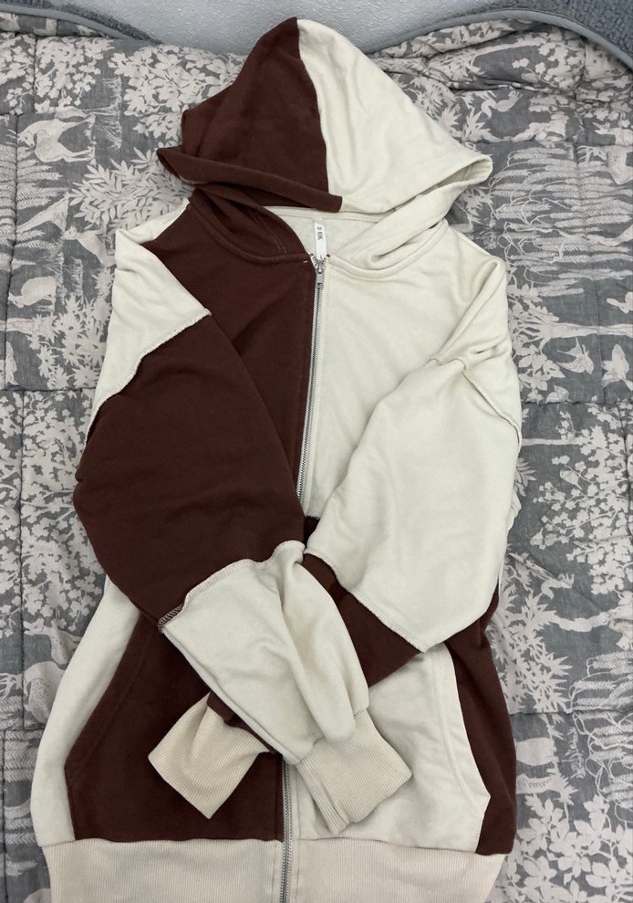 Kapüşonlu Fermuarlı Kahverengi Kadın Sweatshirt - Görsel 2