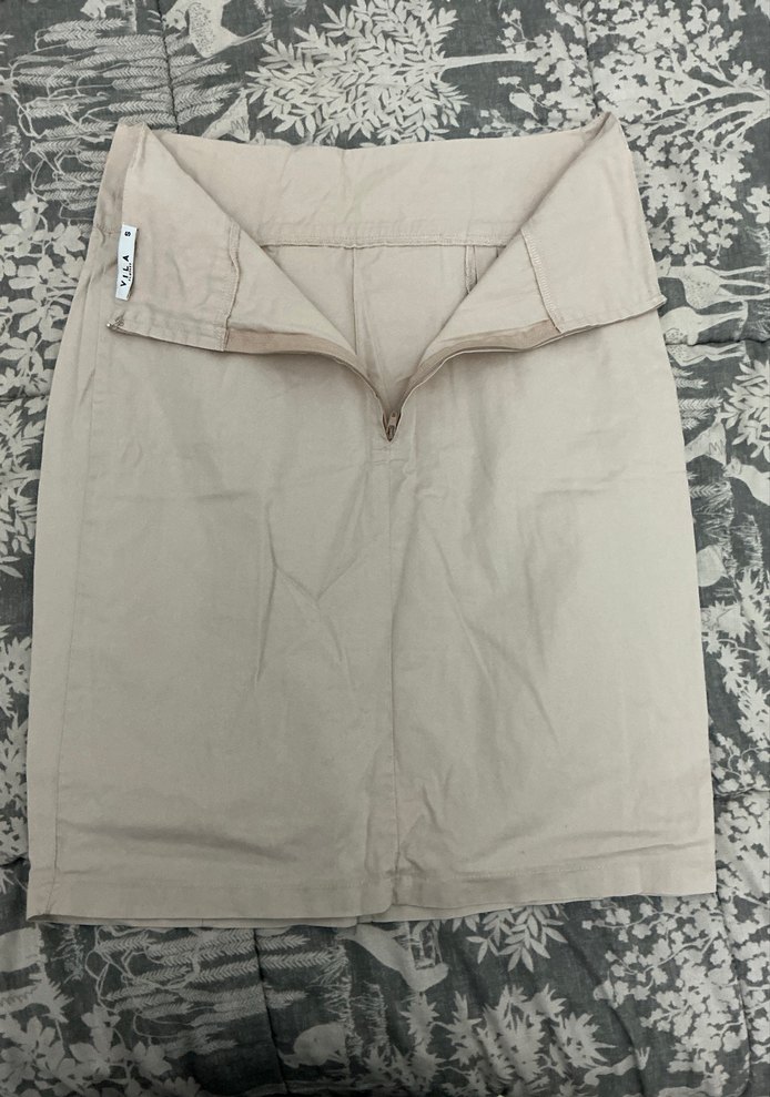 Bej Midi Hamile Piliseli Keten Etek - Görsel 2