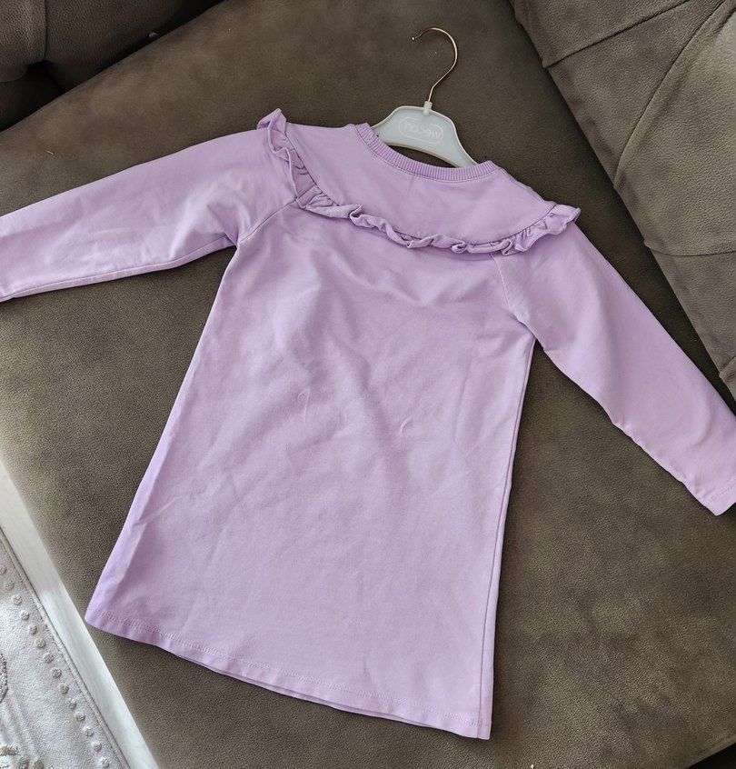 Civil marka Nakışlı Fırfırlı Lila Kız Elbisesi 3-4 yaş - Görsel 3