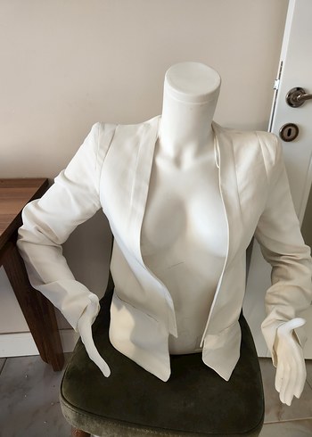 Mango Beyaz Kadın Uzun Kollu Ceket 36 beden - Görsel 4