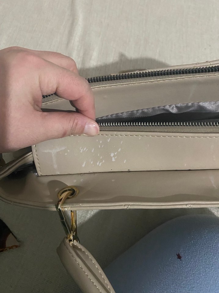 Bej Kadın Kapitone Çanta Fermuarlı - Görsel 4