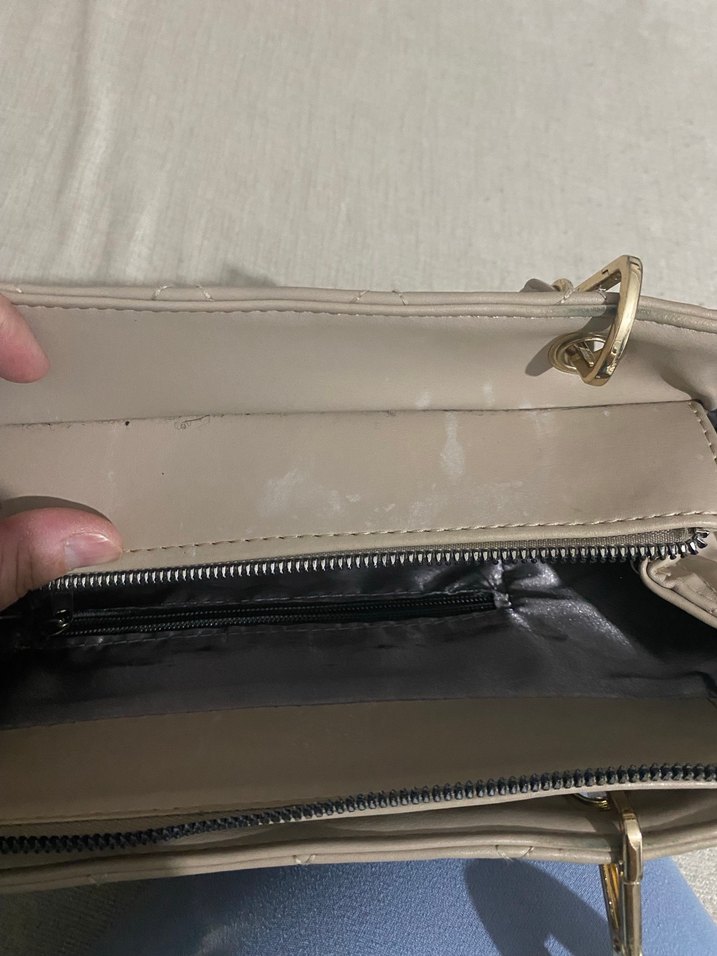 Bej Kadın Kapitone Çanta Fermuarlı - Görsel 3