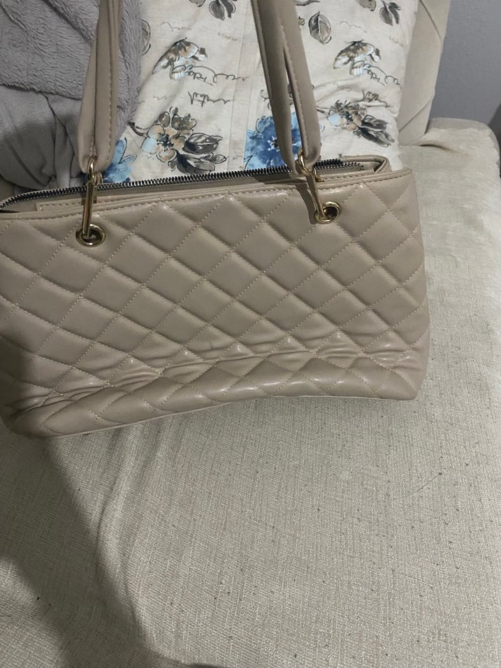 Bej Kadın Kapitone Çanta Fermuarlı - Görsel 2