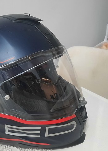 NEXX SX.100 Koyu Mavi Baskılı Bağlamalı Kapali Motosiklet Kaskı - Görsel 4