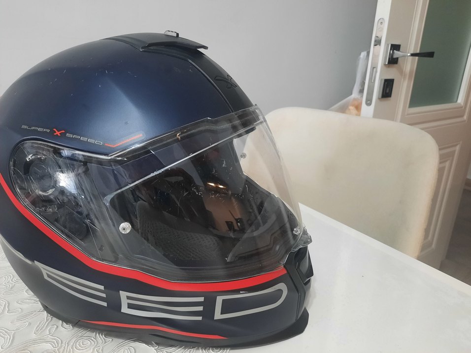 NEXX SX.100 Koyu Mavi Baskılı Bağlamalı Kapali Motosiklet Kaskı - Görsel 4