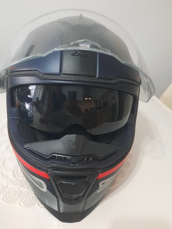 NEXX SX.100 Koyu Mavi Baskılı Bağlamalı Kapali Motosiklet Kaskı - Görsel 5