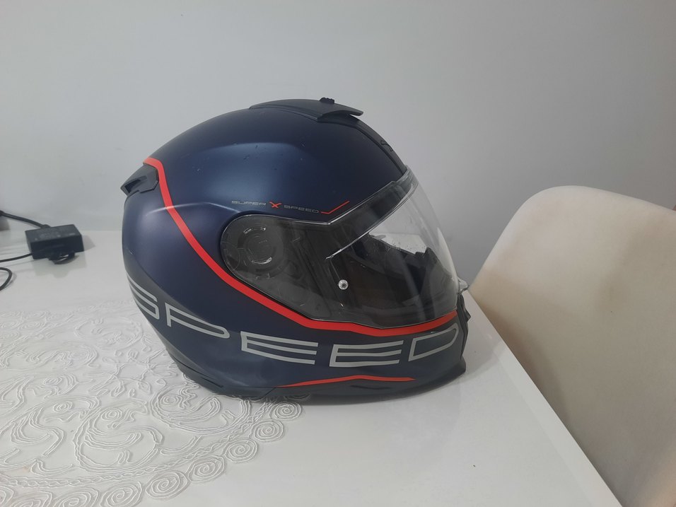 NEXX SX.100 Koyu Mavi Baskılı Bağlamalı Kapali Motosiklet Kaskı - Görsel 2