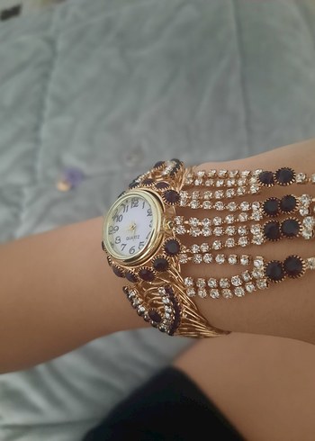 Şahmeran Saat Yılan Desenli Boncuklu Kadın El Zinciri Saat - Görsel 6