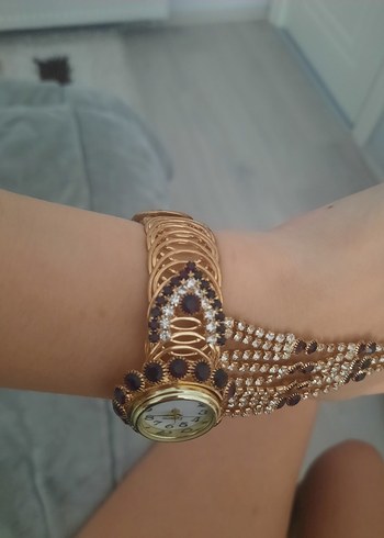 Şahmeran Saat Yılan Desenli Boncuklu Kadın El Zinciri Saat - Görsel 8