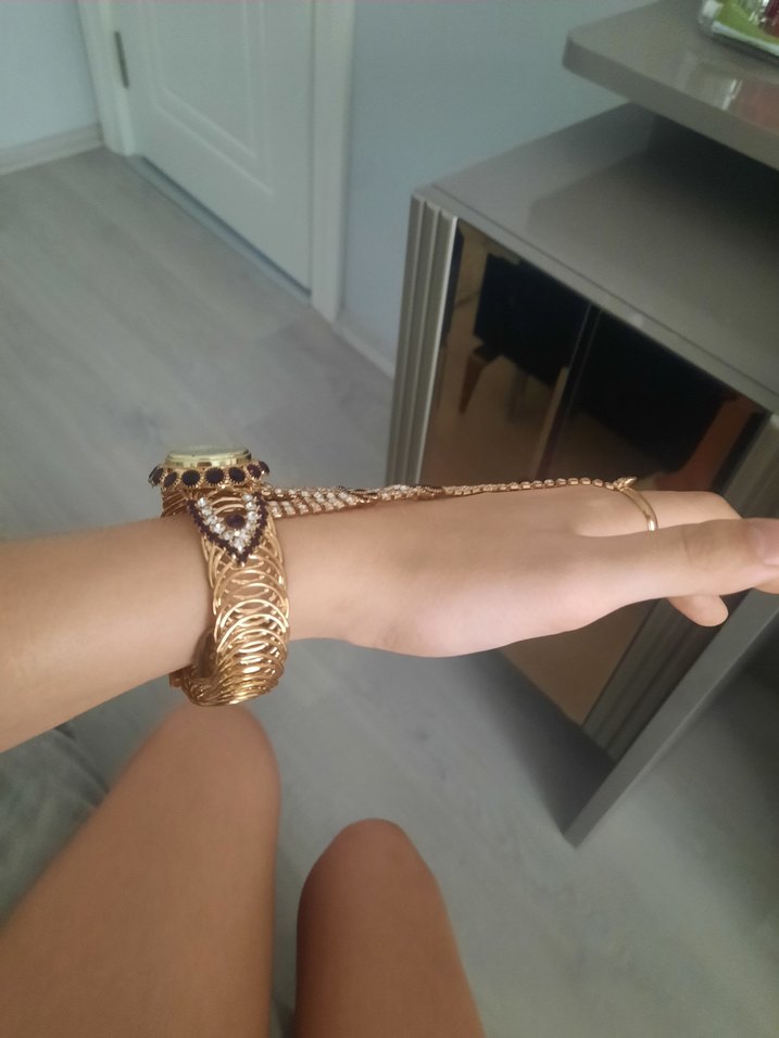 Şahmeran Saat Yılan Desenli Boncuklu Kadın El Zinciri Saat - Görsel 2