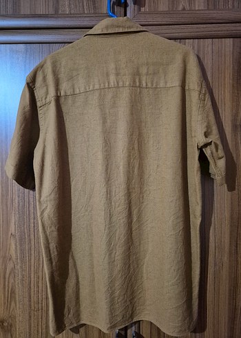 Turuncu, Düğmeli Kısa Kollu Erkek Gömlek - Görsel 2