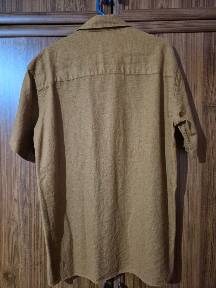 Turuncu, Düğmeli Kısa Kollu Erkek Gömlek - Görsel 2