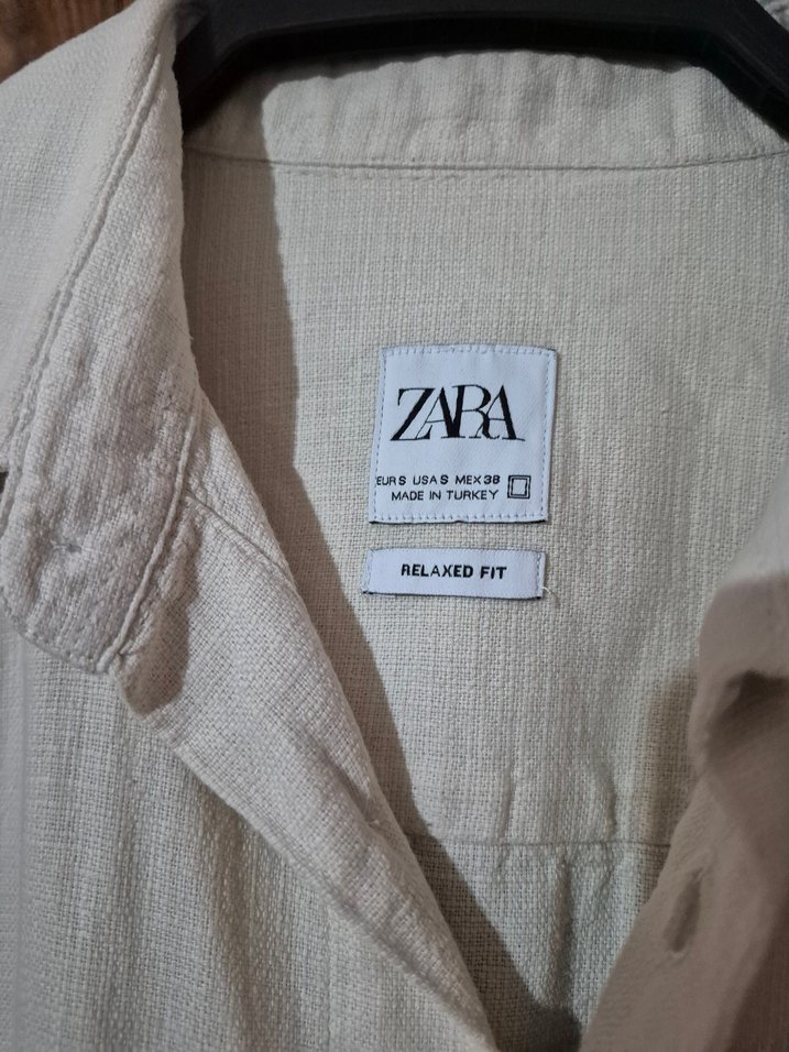 ZARA Krem Kısa Kollu Gömlek - Görsel 3