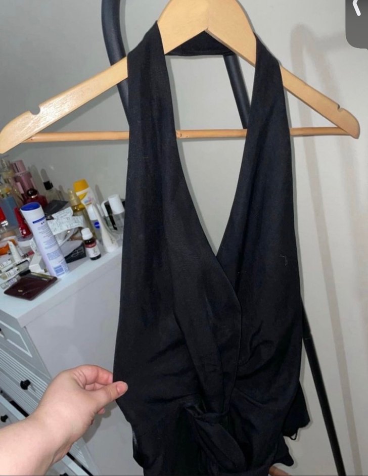 Zara  Siyah Keten Halter Yelek - Görsel 3