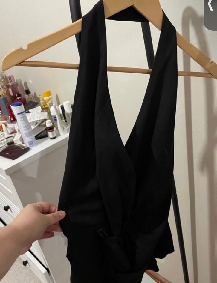 Zara  Siyah Keten Halter Yelek - Görsel 2