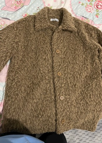 Haki renk Kürklü Mini Boğazlı Kadın Kaban - Görsel 2