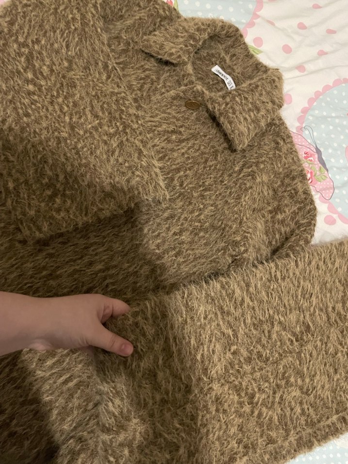 Haki renk Kürklü Mini Boğazlı Kadın Kaban - Görsel 4