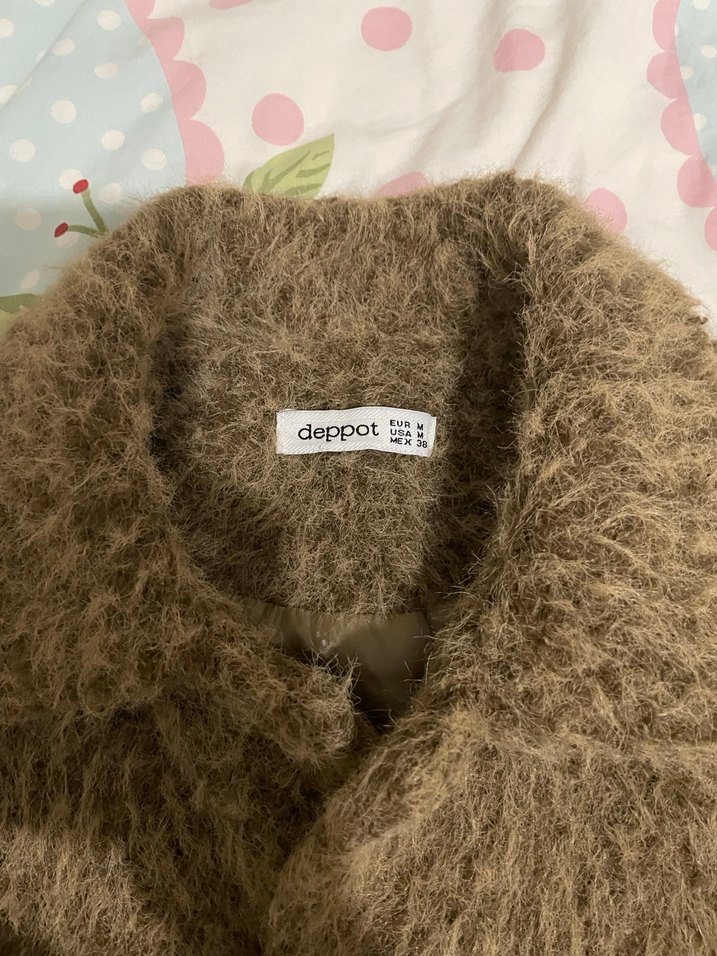 Haki renk Kürklü Mini Boğazlı Kadın Kaban - Görsel 5