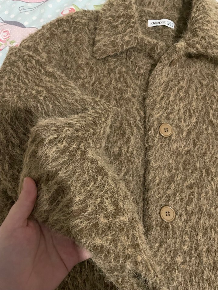 Haki renk Kürklü Mini Boğazlı Kadın Kaban - Görsel 3