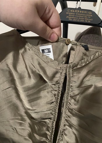 Haki V Yaka Drapeli Uzun Kadın Elbise - Görsel 3