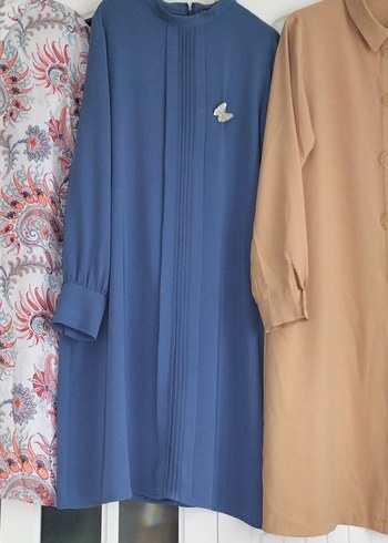 Düğmeli Uzun Kollu Bej Kadın Tunik - Görsel 2