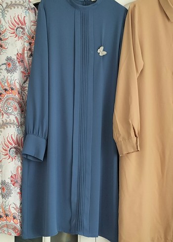 Düğmeli Uzun Kollu Bej Kadın Tunik - Görsel 3