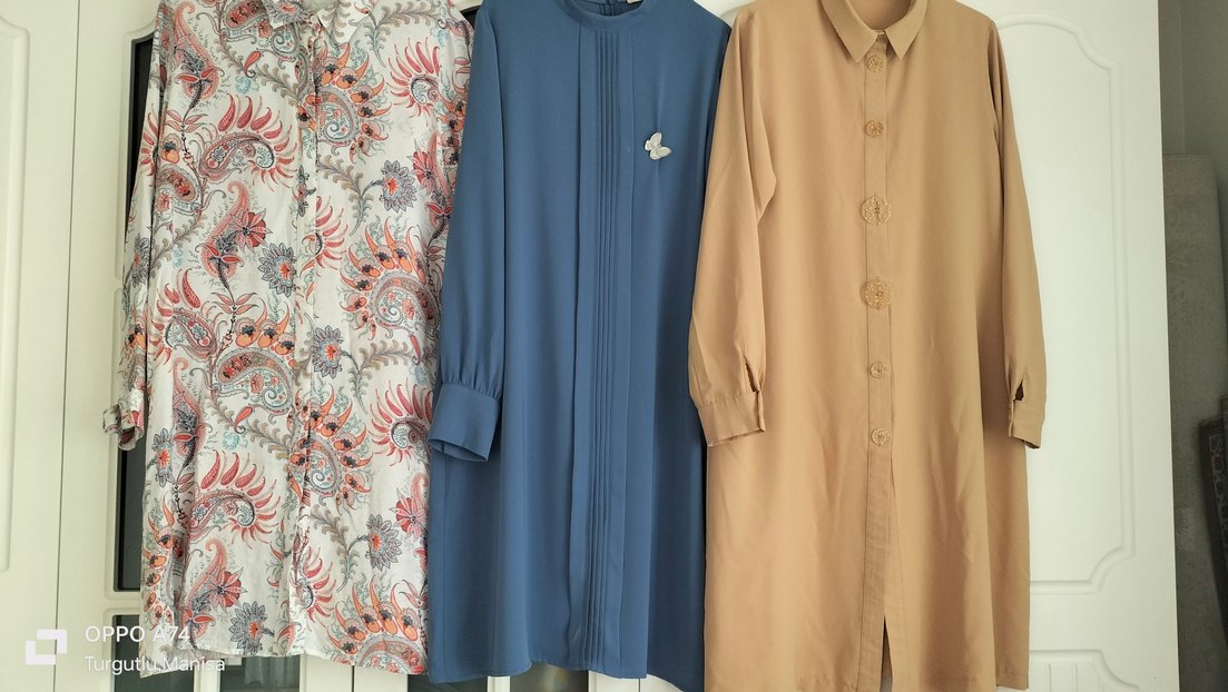 Düğmeli Uzun Kollu Bej Kadın Tunik - Görsel 3