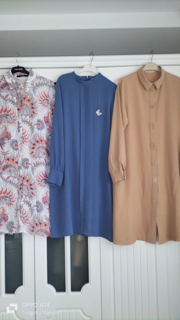 Düğmeli Uzun Kollu Bej Kadın Tunik - Görsel 4