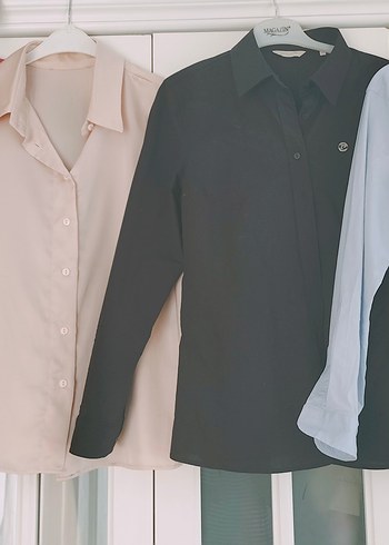 Düğmeli, Uzun Kollu Kadın Gömlek - Görsel 2