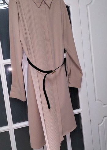 Bej Uzun Kollu Tunik Kemerli - Görsel 2