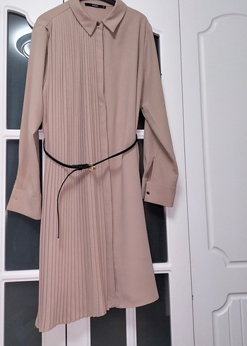 Bej Uzun Kollu Tunik Kemerli - Görsel 5