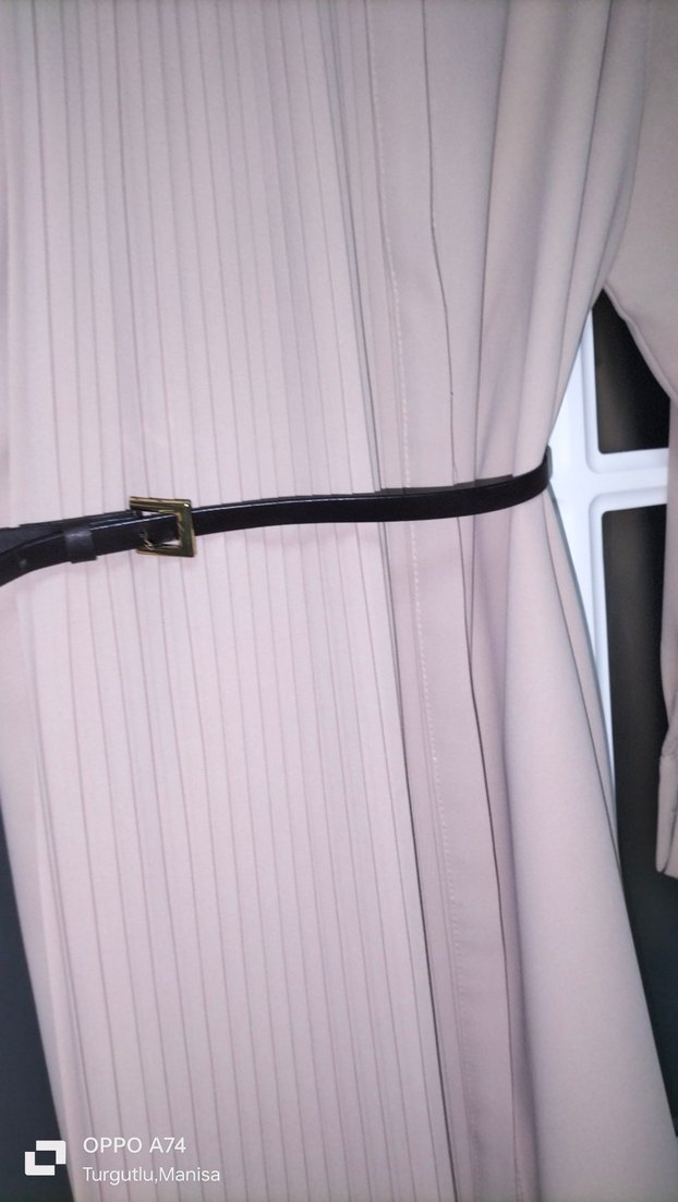 Bej Uzun Kollu Tunik Kemerli - Görsel 4