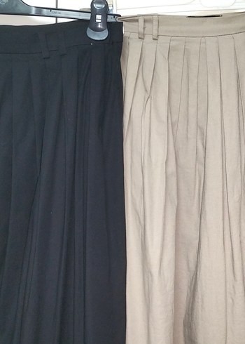 Kadın Bej Pilili Pamuklu Etek - Görsel 2