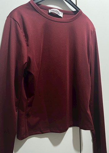 Bordo Uzun Kollu Kadın body - Görsel 3