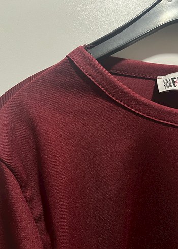 Bordo Uzun Kollu Kadın body - Görsel 2