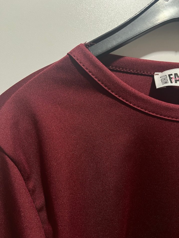 Bordo Uzun Kollu Kadın body - Görsel 2